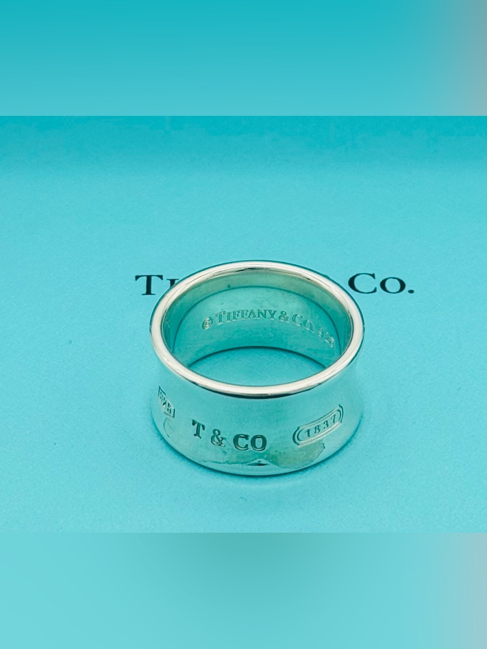 Rare Tiffany & Co 1837 Wide Concave Band Ring Sterling Silver 925 Size 9 - Picture 2 of 11